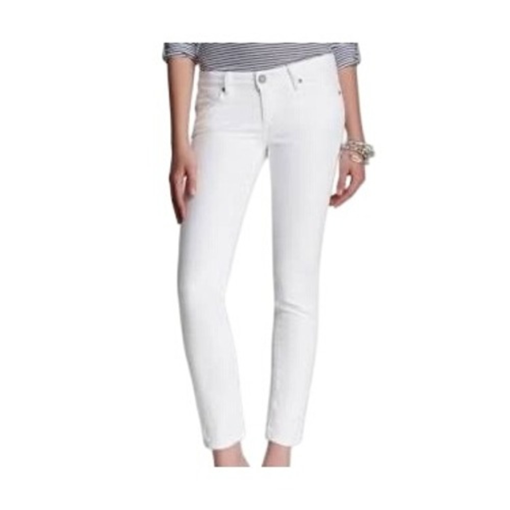 Paige Denim Skyline Ankle‎ Peg Jean Midrise White Womens Size 29 Boho Preppy
